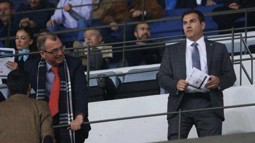 Vicente Casado, ayer en el palco de La Rosaleda, en su último partido como director general del Málaga CF.