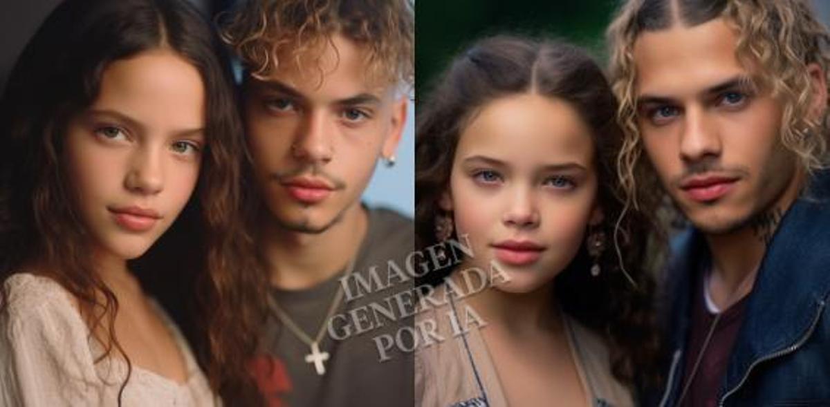 Así serían los rostros de los hijos de Rosalía y Rauw Alejandro, según la Inteligencia Artificial. 