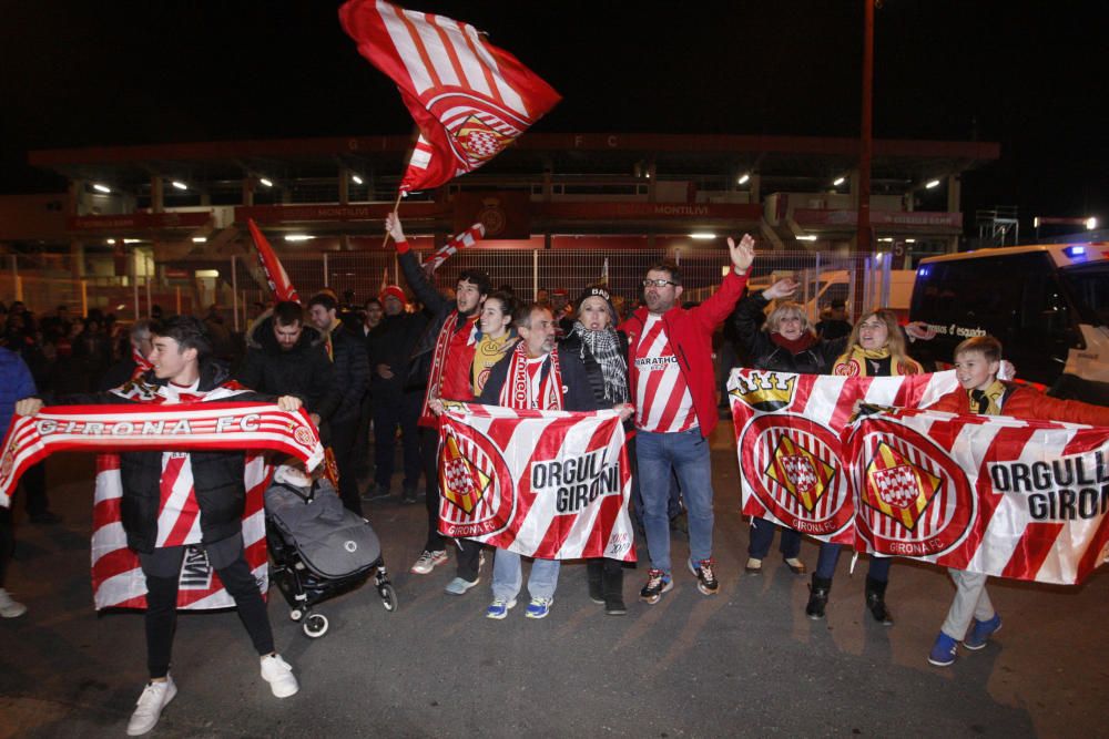 Rebuda dels aficionats al Girona després de la victòria davant el Madrid