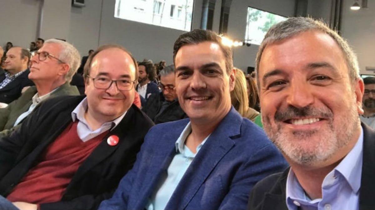 Iceta, Sánchez y Collboni en el acto de los socialistas en Tarragona.