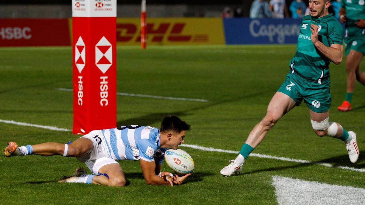 Argentina - Irlanda, en la jornada de sábado de las series mundiales de rugby 7 en Málaga.