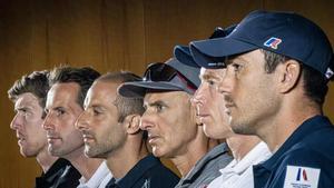 Los timoneles de los seis equipos de la Copa América de vela.