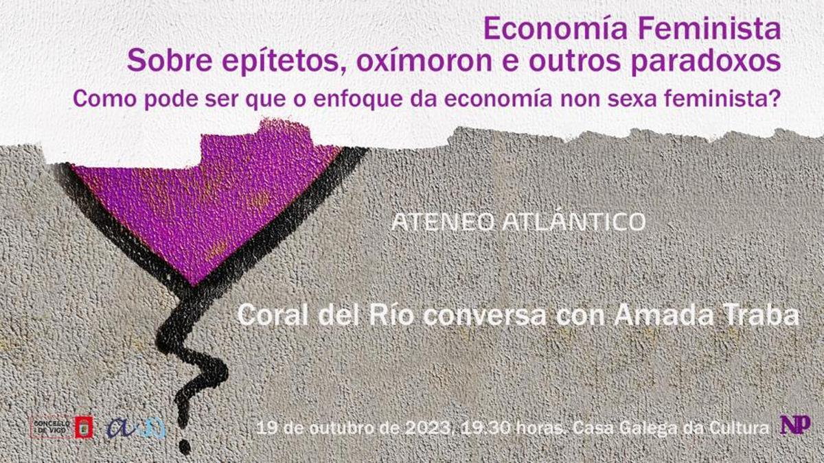 Cartel de la conferencia de esta tarde con Coral del Río y Amada Traba.