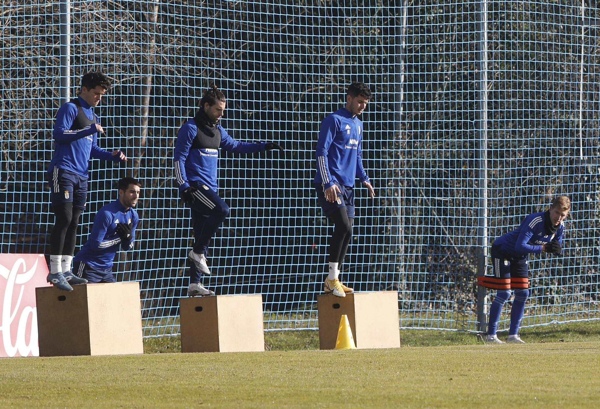 El entrenamiento del Oviedo esta mañana