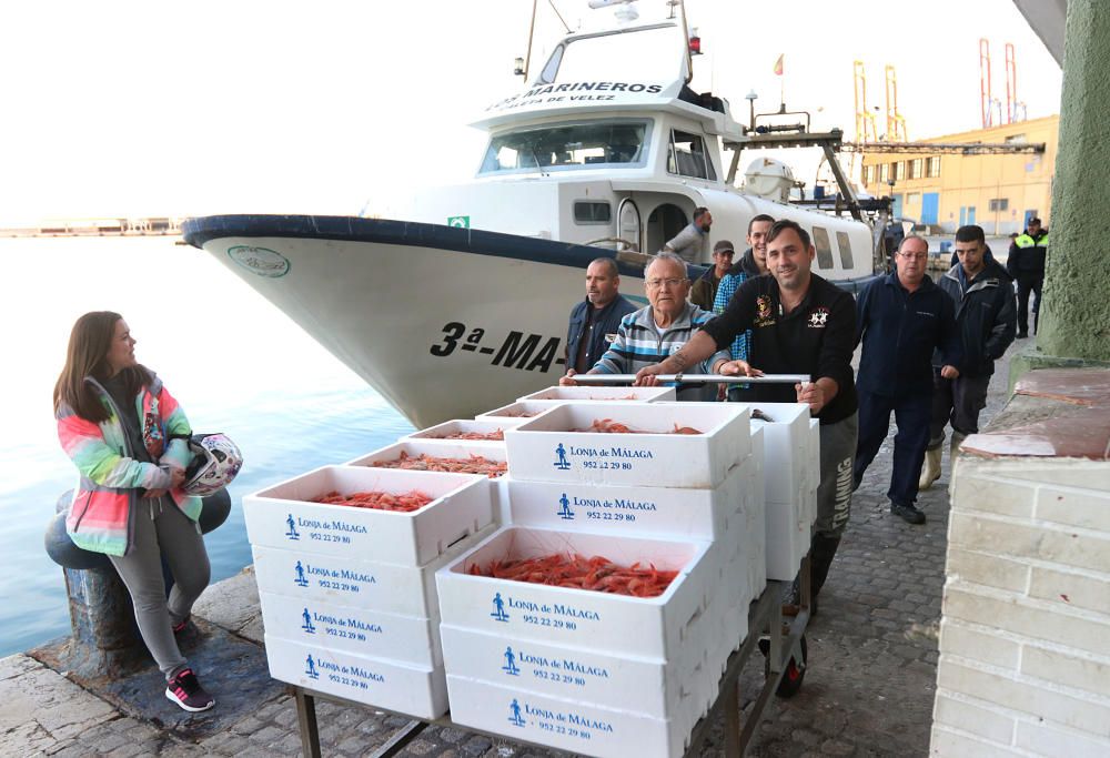 Tan solo cinco compradores y un barco se encargan de llevar el marisco y el pescado de arrastre cada día a la mesa de los malagueños donde la merluza y las gambas son las grandes protagonistas.