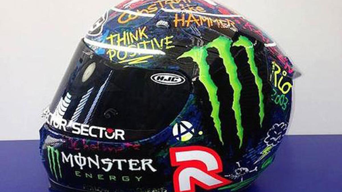 El casco que Lorenzo lució en el GP de Catalunya y que ha salido a subasta