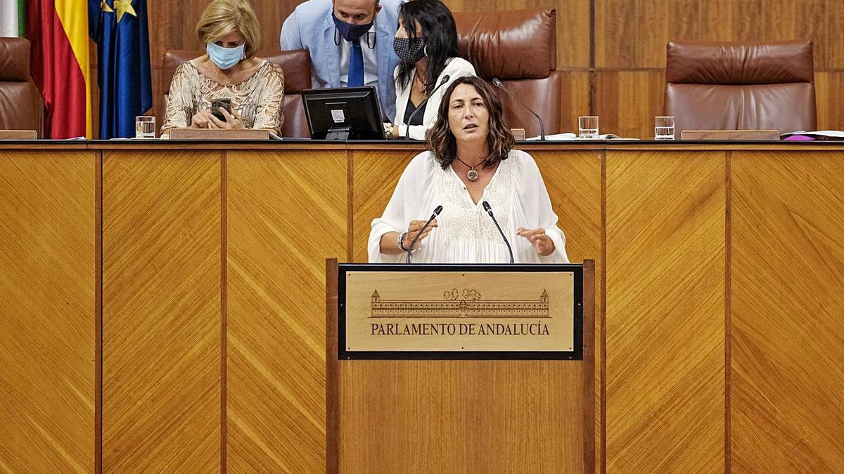 La presidenta del Grupo Popular, Loles López, en el Parlamento andaluz.