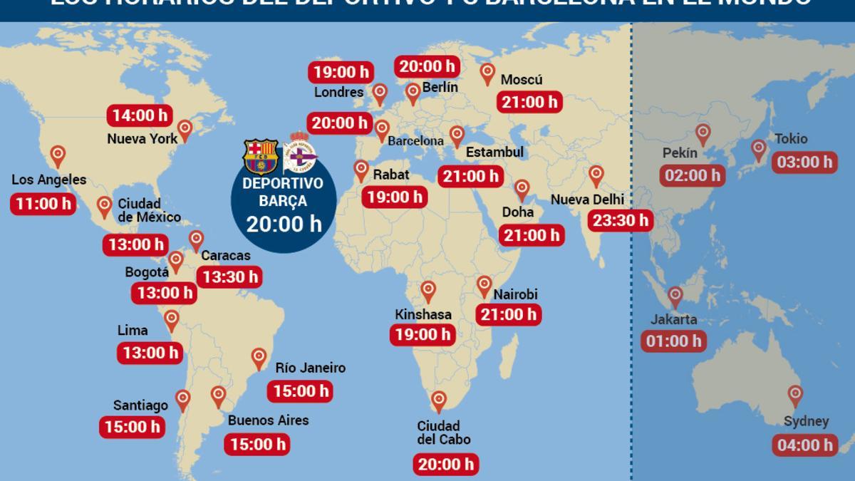 Horarios del Depor - Barça en el mundo