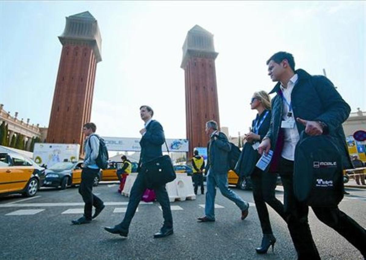 Congressistes 8 Participants en l’última edició del congrés de mòbils a la Fira de Barcelona.