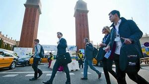 Congressistes 8 Participants en l’última edició del congrés de mòbils a la Fira de Barcelona.