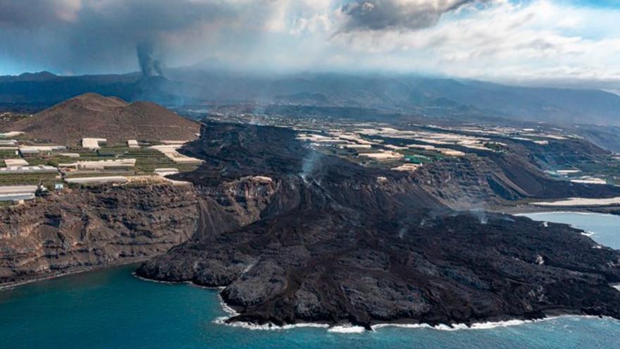 Uno de los deltas lávicos generados tras la erupción del volcán de La Palma