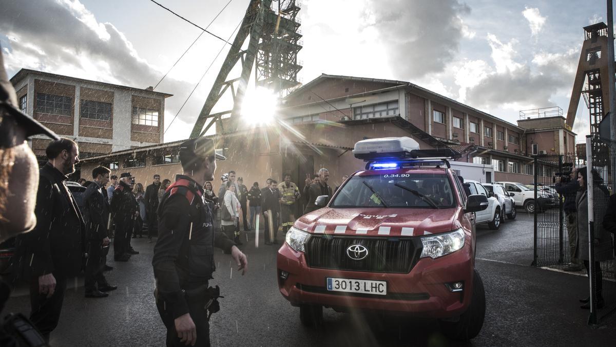 Equips d'emergència a les instal·lacions de les mines de Súria