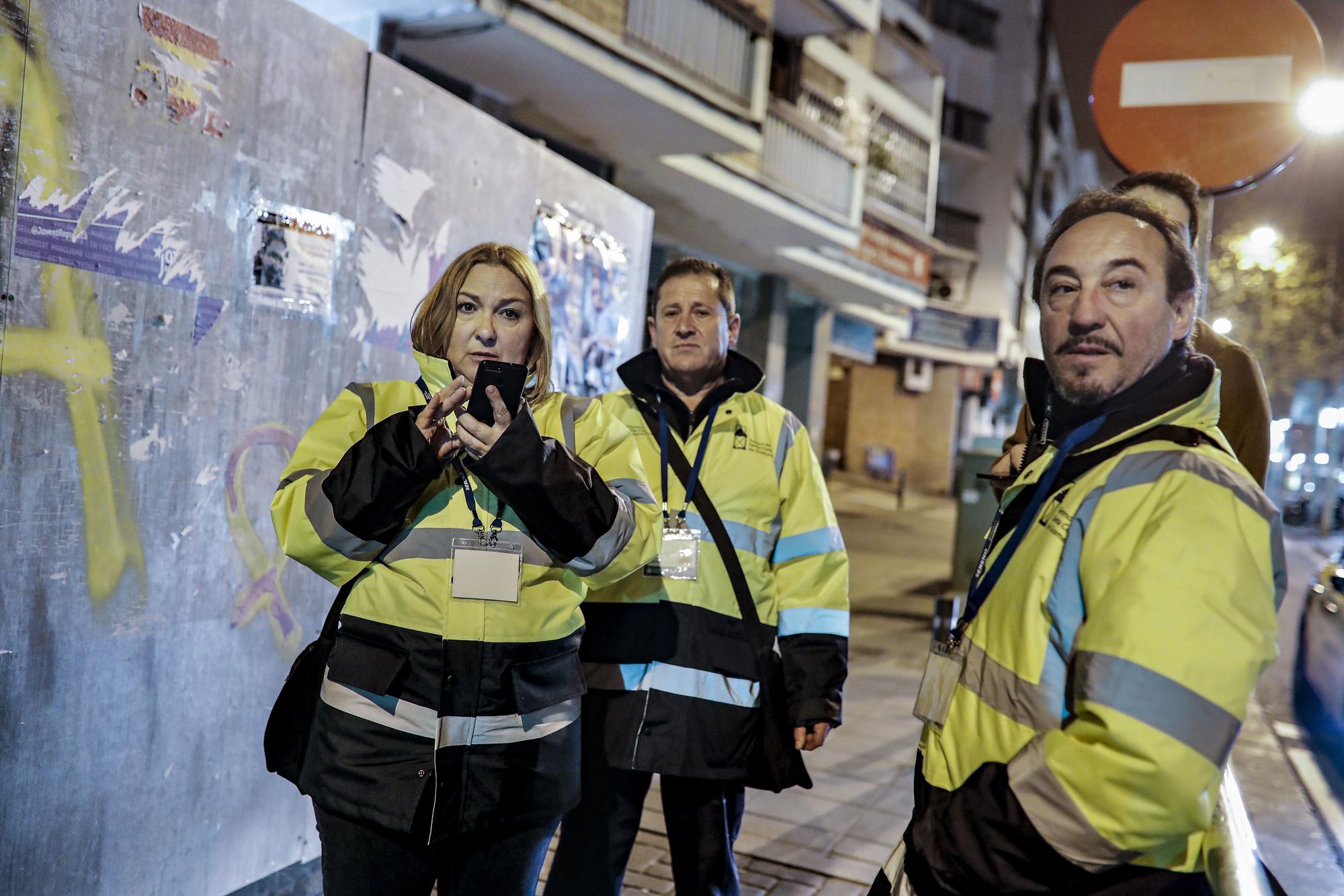 Primera ruta nocturna de los serenos de Santa Coloma, la noche del 1 de marzo de 2019.