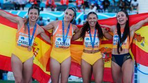 España hace doblete en el Mundial de relevos con la plata en el 4x400 femenino y el bronce en el 4x100