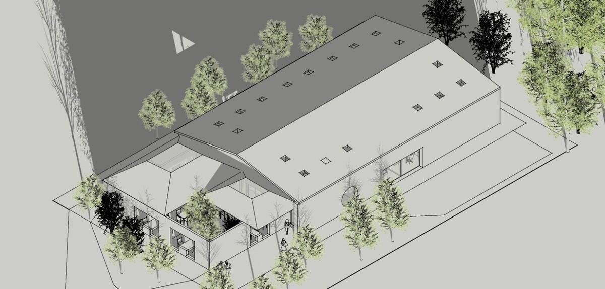 Aspecto exterior del futuro centro de día tras adaptar la Casa das Artes de Vedra