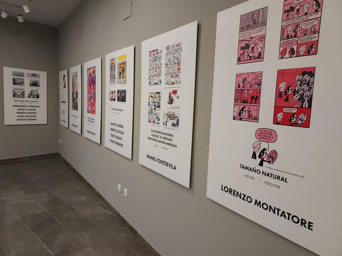 Paneles de la exposición sobre Berlanga en la sala Tossal de Gandia