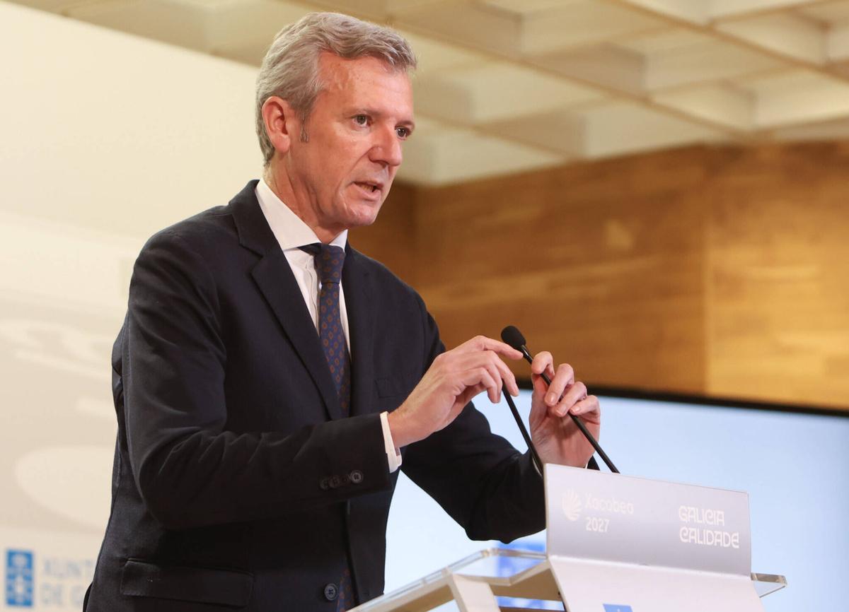 El presidente de la Xunta, Alfonso Rueda, este lunes tras el Consello de Goberno.