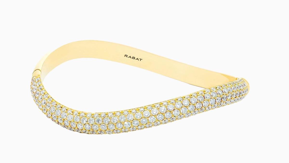 Pulsera RABAT Waves de oro amarillo con pavé