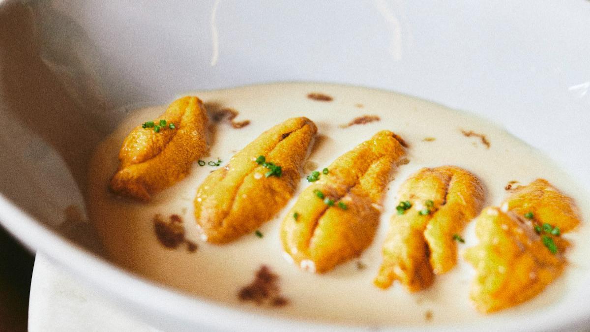 Los erizos con mantequilla dashi, uno de los platos de la colaboración entre Llama Inn y Siete donde el producto se trabaja desde una mirada peruana abierta a influencias contemporáneas.