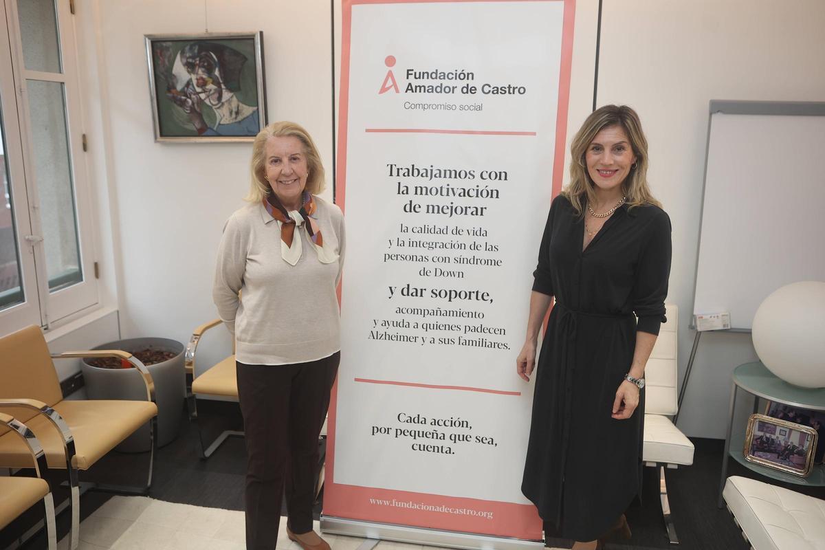 De izquierda a derecha, Rosa Torre, presidenta de la Fundación Amador de Castro, junto a la socióloga Ana Díaz, presidenta de Galzheimer Care.