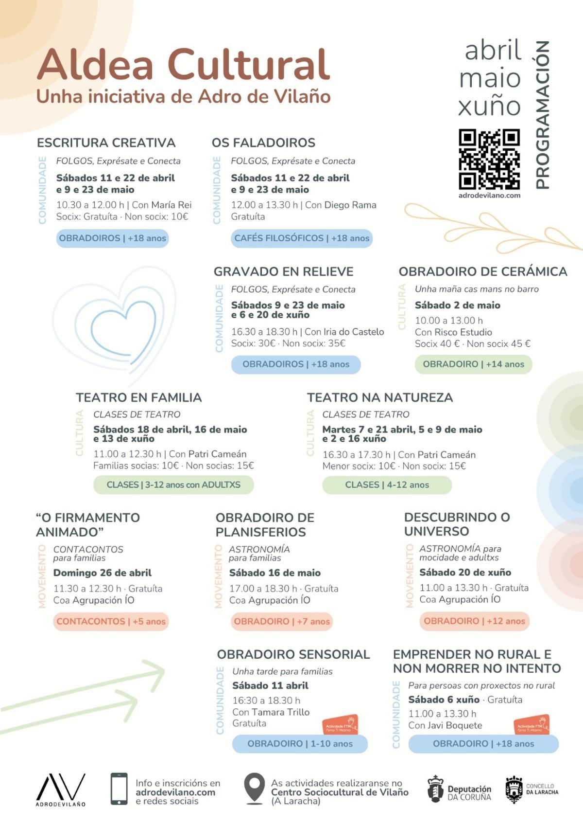 Vista del calendario de actividades del ciclo 'Aldea Cultural'.