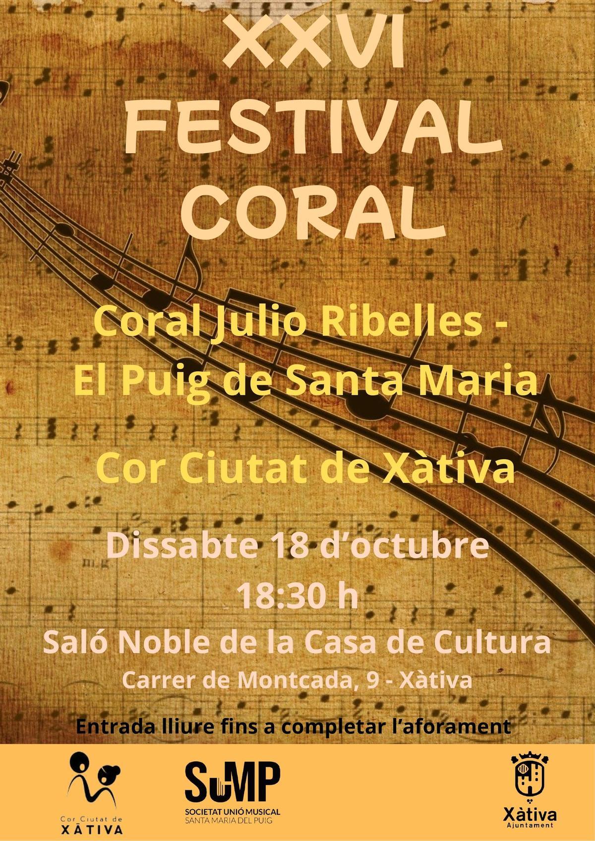 Cartel del XXVI Festival Coral de Xàtiva.
