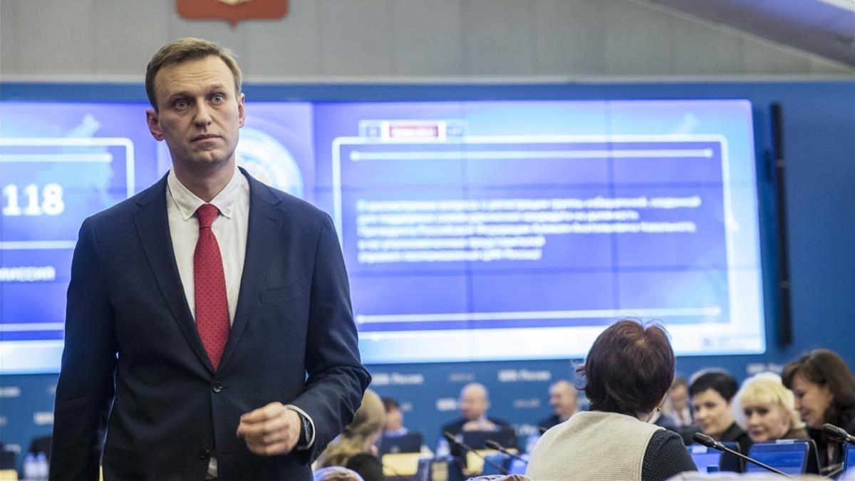 Alexei Navalny, este lunes, tras conocer la decisión de la Comisión Electoral rusa.