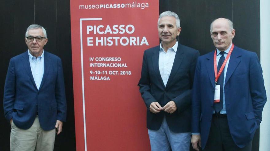 José Lebrero, Miguel Ángel Vázquez y Bernard Ruiz-Picasso, en la presentación de &#039;Picasso e Historia&#039;.