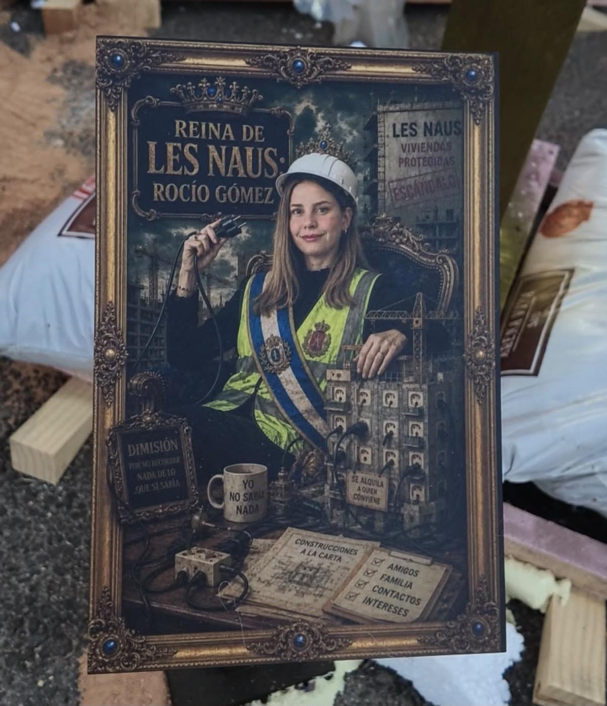 La imagen dedicada a Rocío Gómez, propietaria en Les Naus y ahora exconcejala de Urbanismo