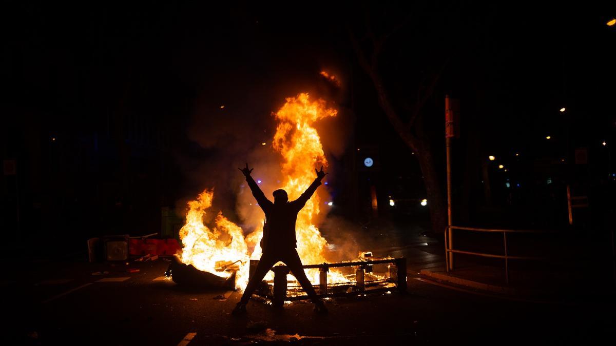 Disturbios de este jueves en Barcelona.