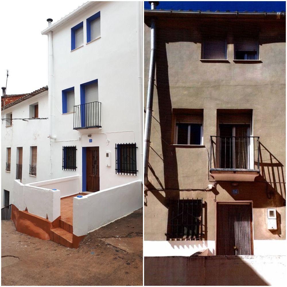 Antes y después de pintar la fachada.