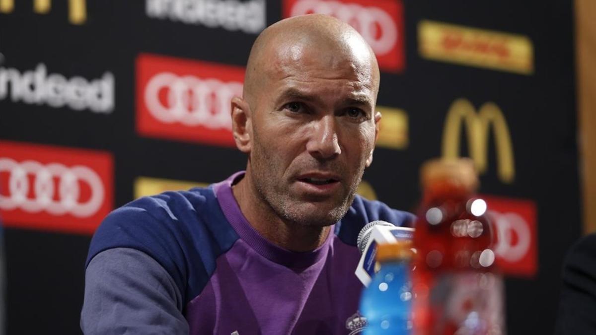 Zinedine Zidane, durante la rueda de prensa posterior al partido contrra el Bayern