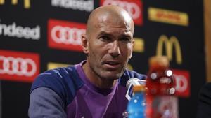 Zinedine Zidane, durante la rueda de prensa posterior al partido contrra el Bayern.