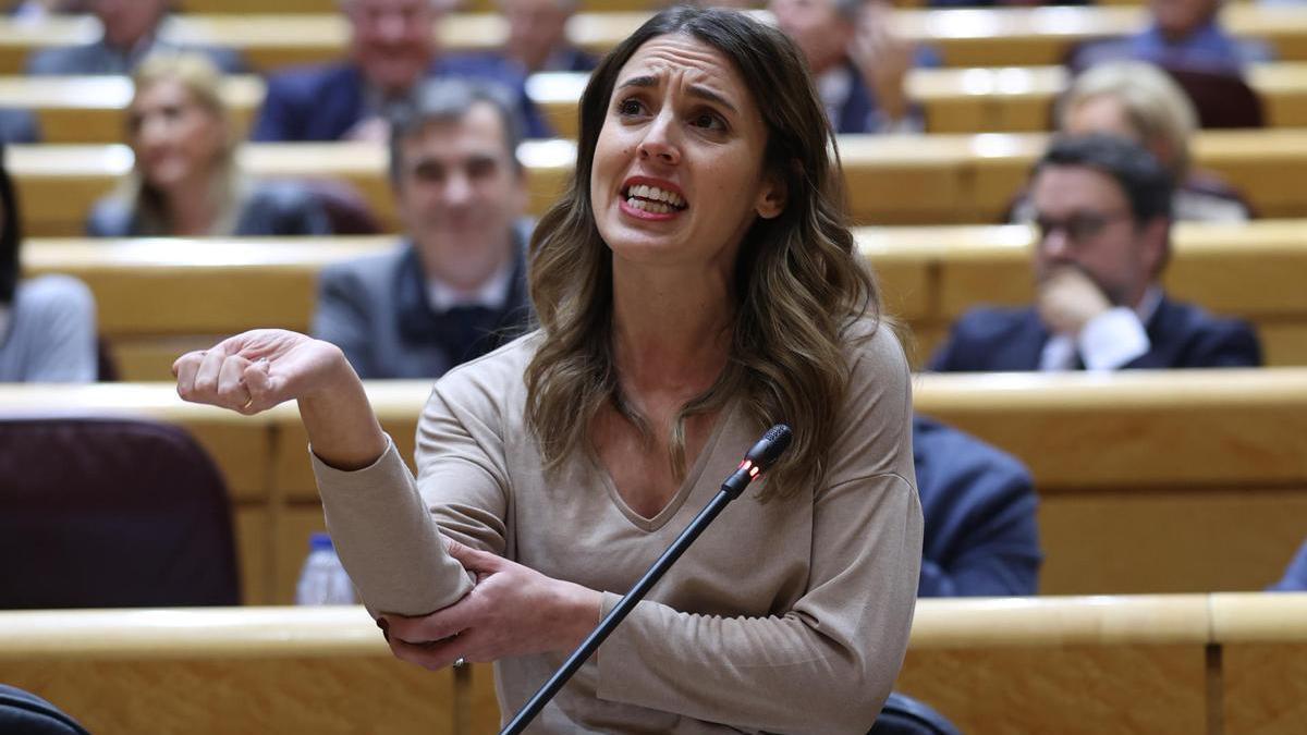 La ministra de Igualdad, Irene Montero, en el Senado.