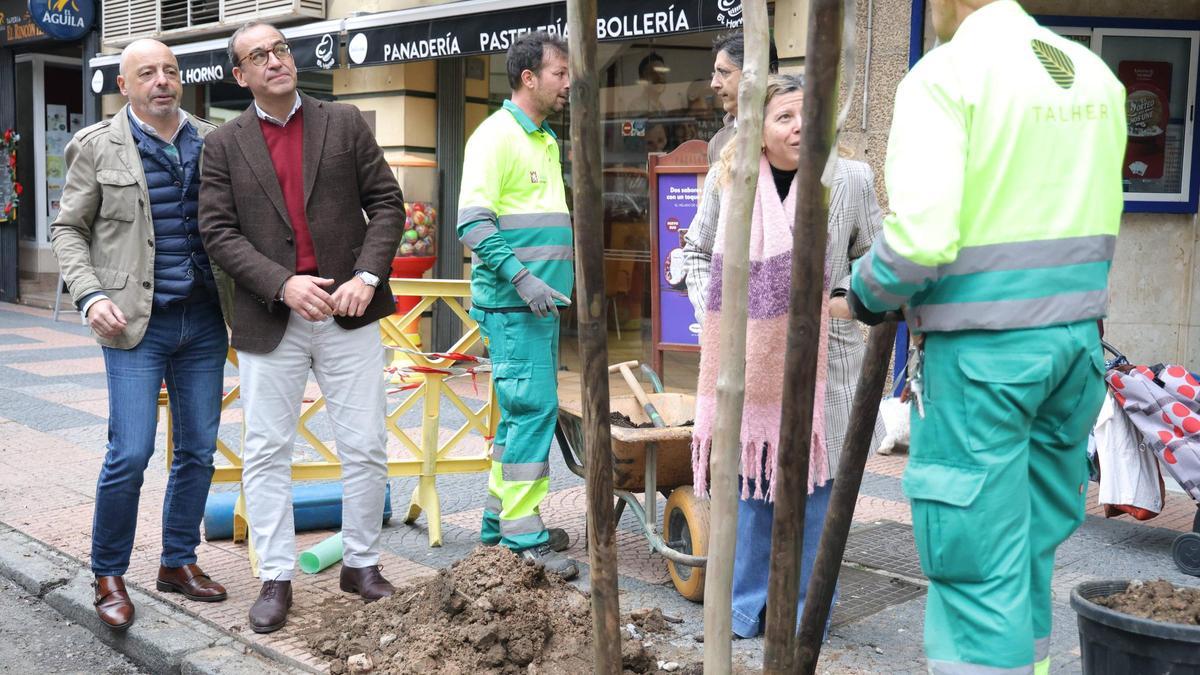 Muriel, Mateos, Ceballos y Bazo acuden a la plantación de árboles.