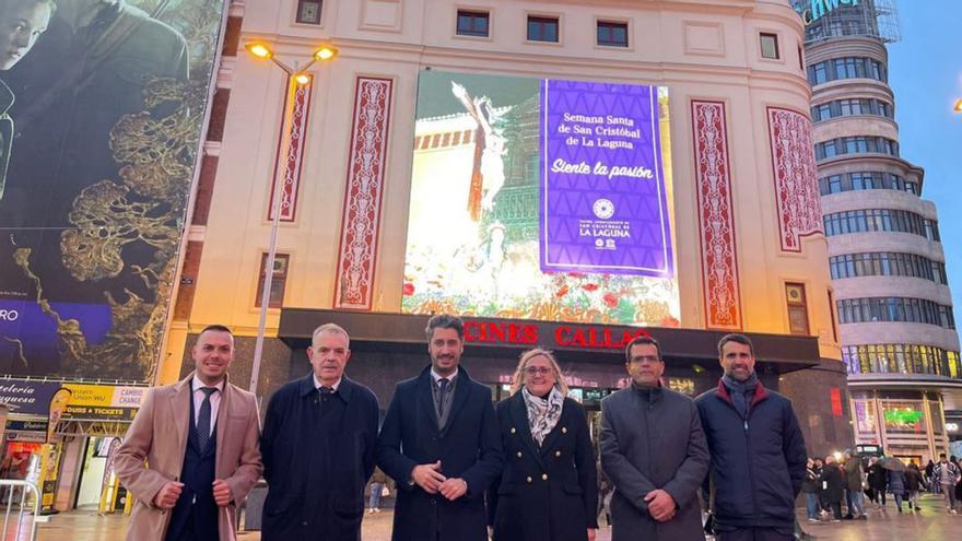 La embajada lagunera en la plaza de Callao de Madrid.