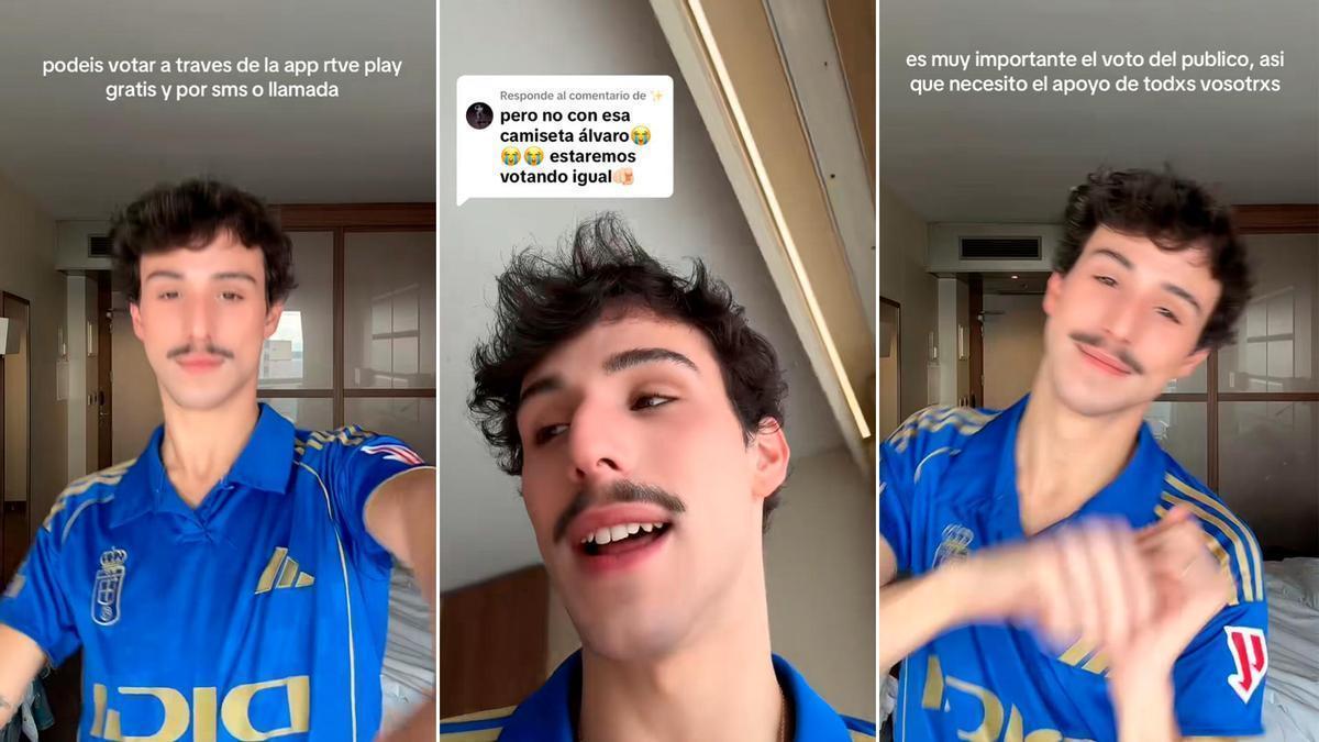 Uno de los participantes del Benidorm Fest aclara por qué lleva una camiseta del Real Oviedo en sus vídeos: "Es especial para mí"