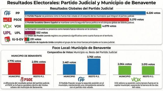 Los resultados electorales en la comarca de Benavente.