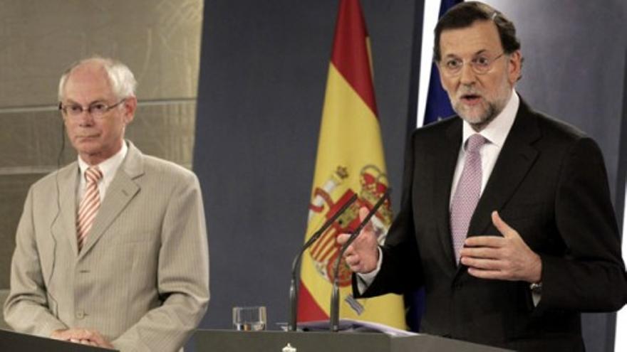 Rajoy y Van Rompuy defienden la "irreversibilidad" del euro