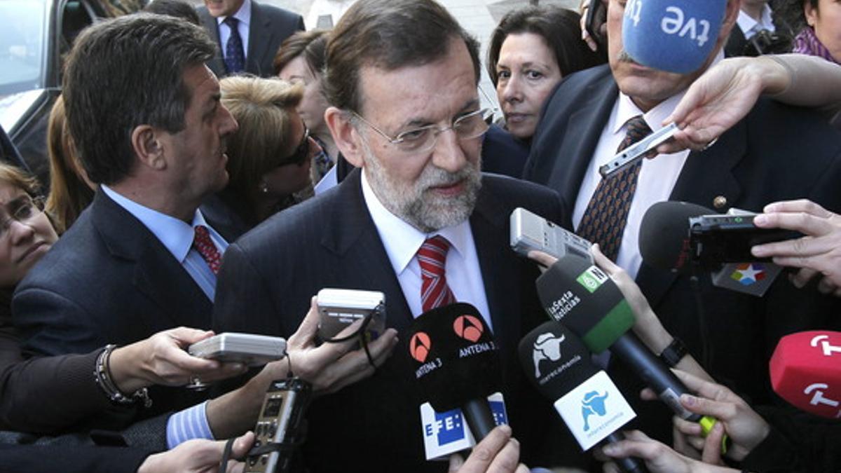 Mariano Rajoy, a su llegada a la presentación en Madrid de la Cumbre Iberoamericana de Cádiz.