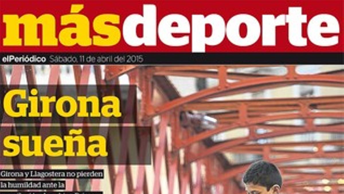 La portada del suplemento 'Más Deporte', dedicada al exitoso momento del fútbol gerundense.