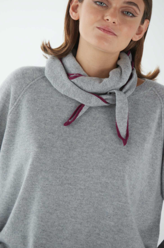 Jersey cashmere cuello redondo gris de stone x mint&amp;rose