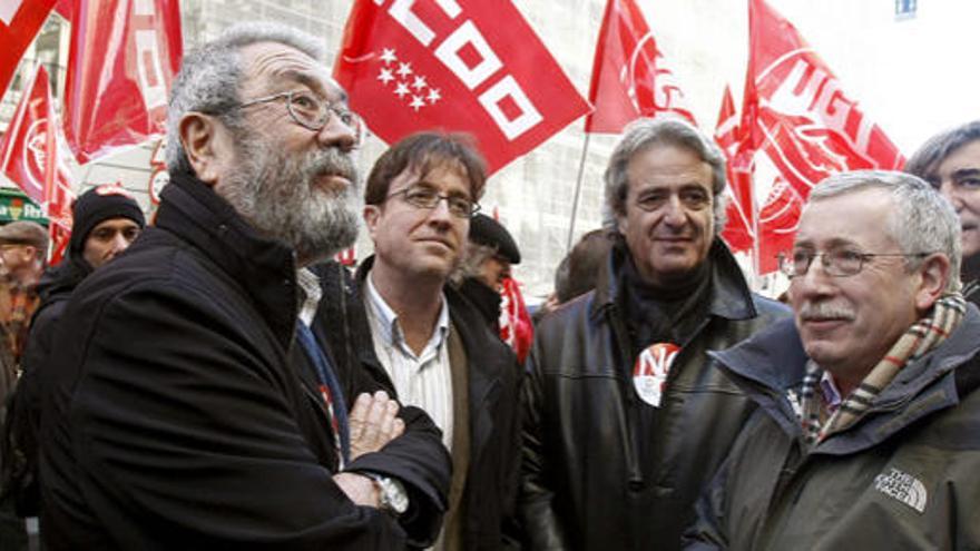 Los secretarios generales de UGT, Cándido Méndez, y de CCOO, Ignacio Fernández Toxo.