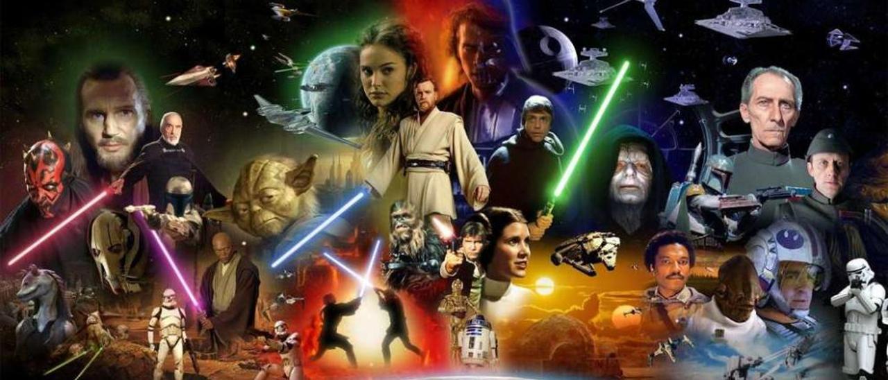 Un fotomontaje que incluye los principales personajes de la saga &quot;Star Wars.