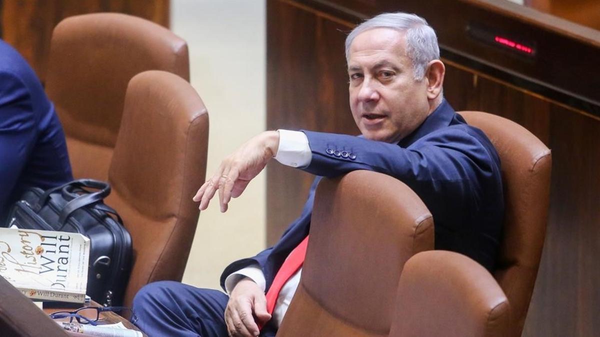 Binyamin Netanyahu en el Parlamento tras la aprobación de la ley del estado-nación.