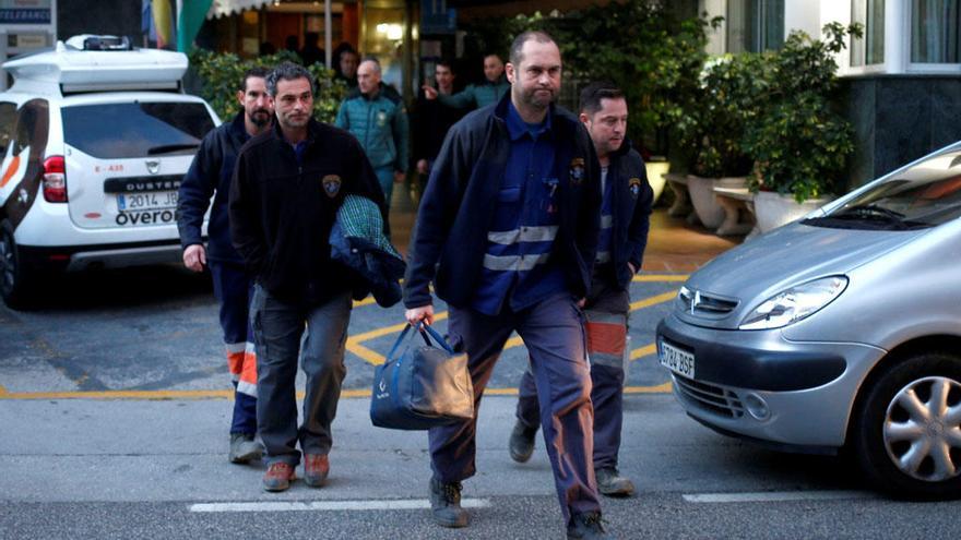 Parte del equipo de mineros, durante los días de rescate de Julen.