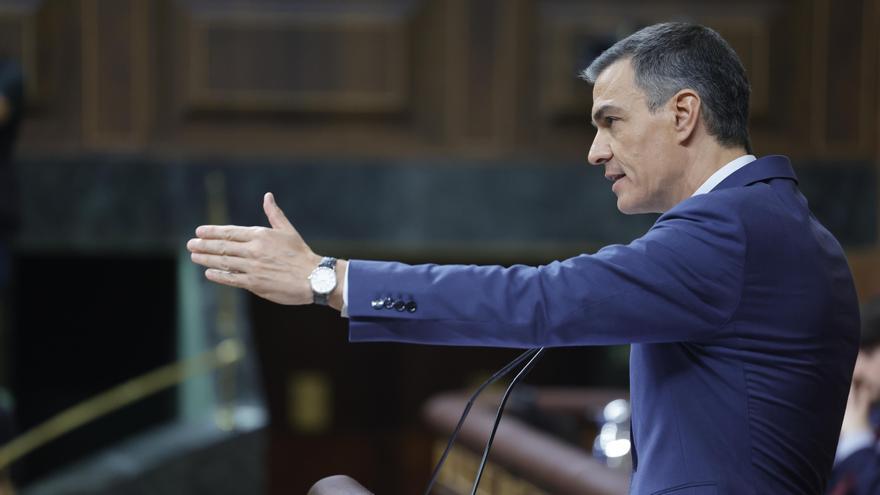 El presidente del Gobierno, Pedro Sánchez, durante su intervención este miércoles en el Congreso para presentar el plan de regeneración.