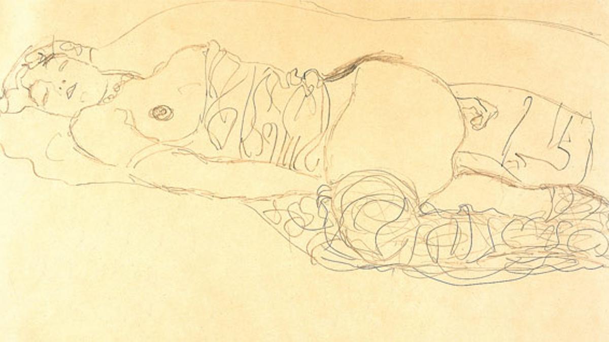 Klimt: “Mujer semidesnuda” (1914)