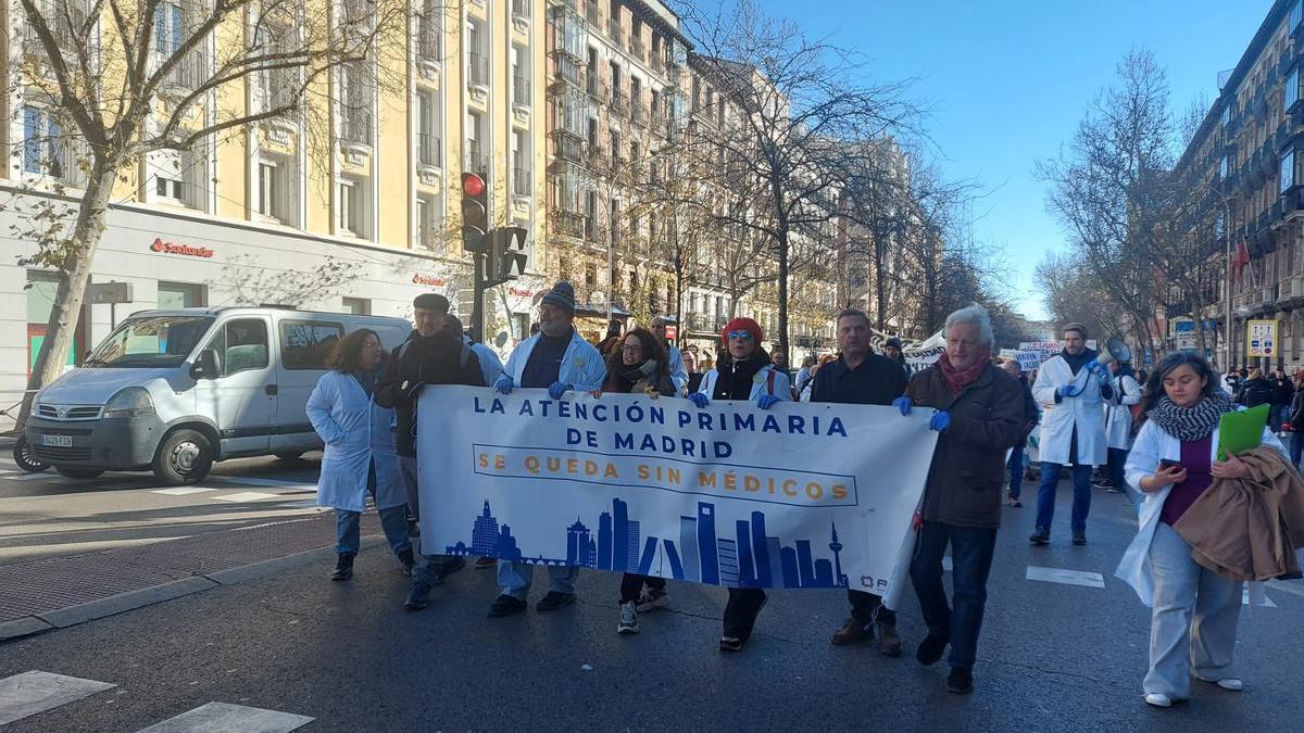 Marcha de médicos en Madrid este miércoles.