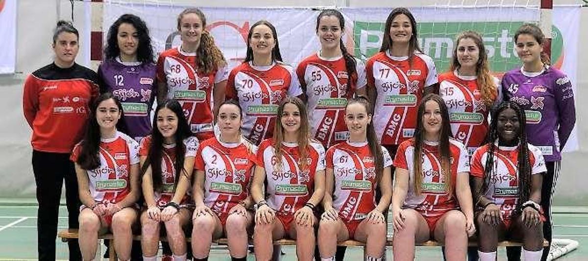 Plantilla del Balonmano Gijón que entrena Luis Castillo.